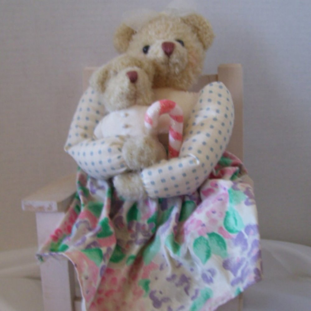Vintage Hallmark Collectible Mama and Baby Bear in Chair Baby Gift